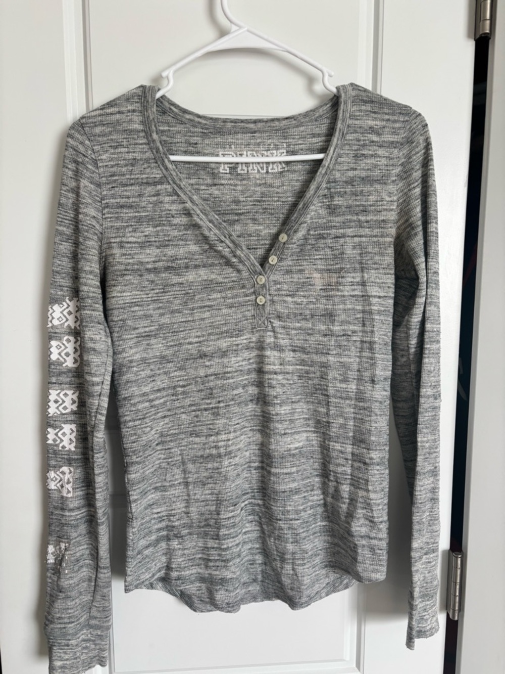 PINK Gray Henley Longsleeve